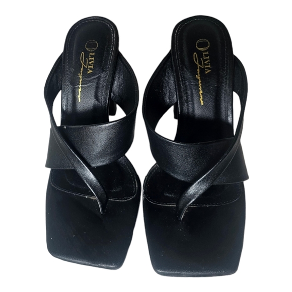 Olivia Ferragamo Black Leather Ankle Straps 4" Platform Heels Size 6 - Picture 8 of 9